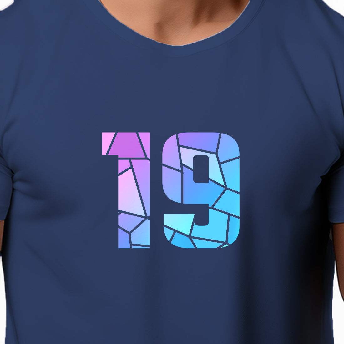 19 Number Men Unisex T-Shirt | Custom Number Graphic Tee (Navy Blue)