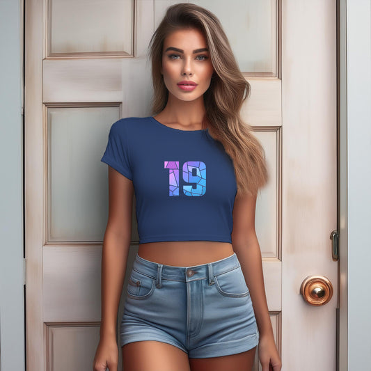 19 Number Women Crop Top (Navy Blue)