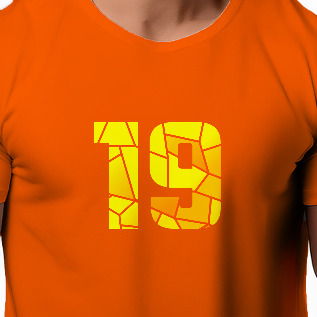 19 Number Men Unisex T-Shirt | Custom Number Graphic Tee (Orange)