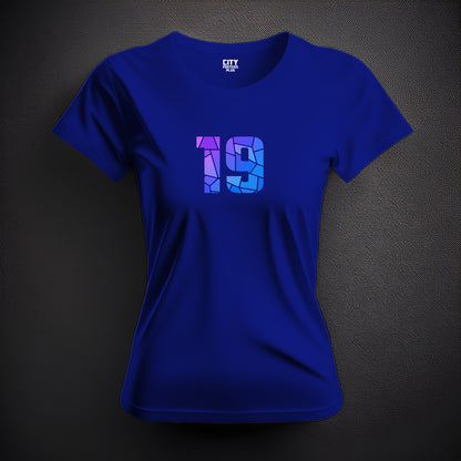 19 Number Women T-Shirt (Royal Blue) | Stylish Numeric Graphic Tee