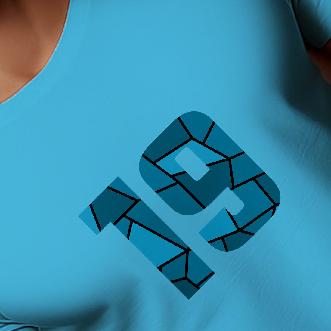 19 Number Men Unisex T-Shirt | Custom Number Graphic Tee (Sky Blue)