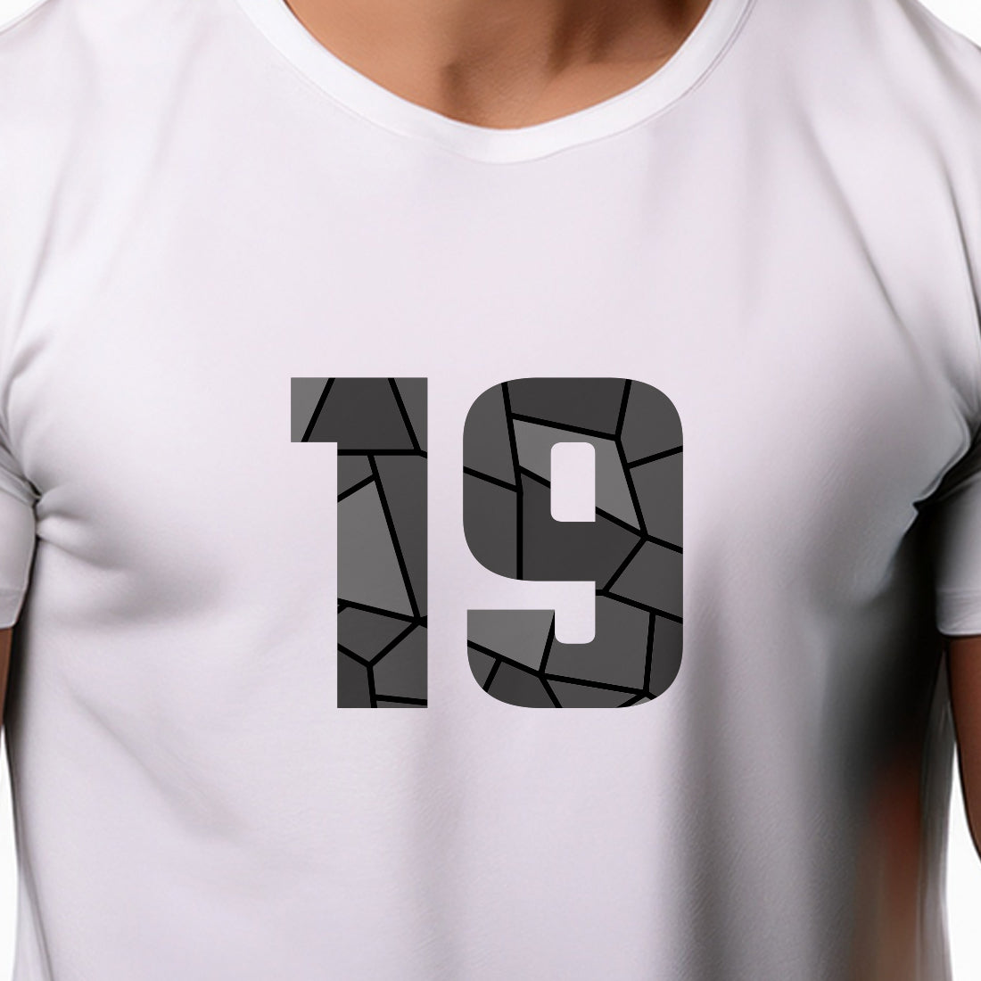 19 Number Men Unisex T-Shirt | Custom Number Graphic Tee (White)