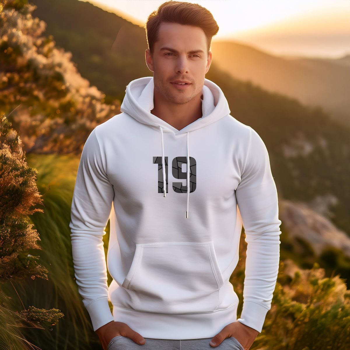 19 Number Unisex Hoodie (White)