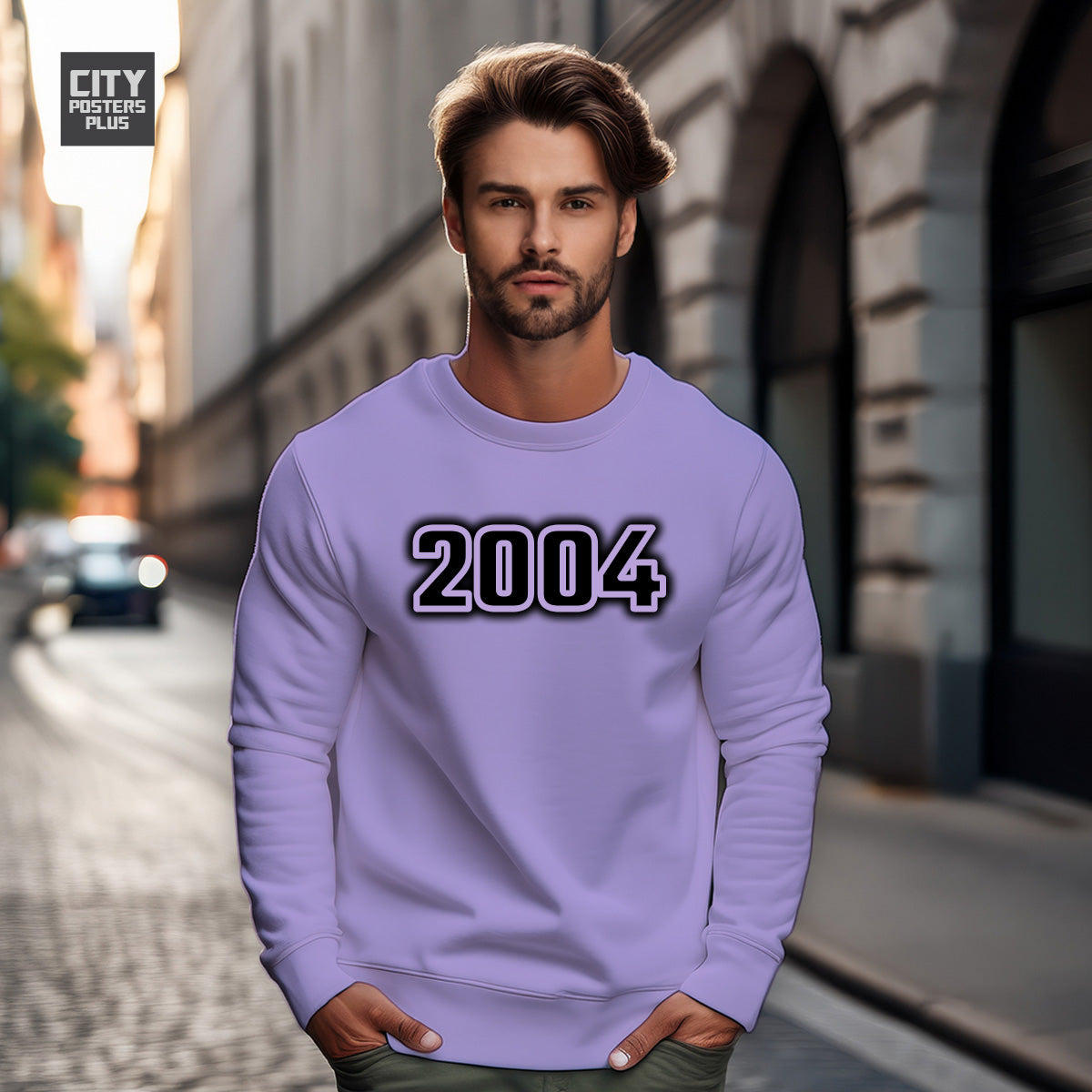 2004 Year Men Unisex Sweatshirt (Iris Lavender)