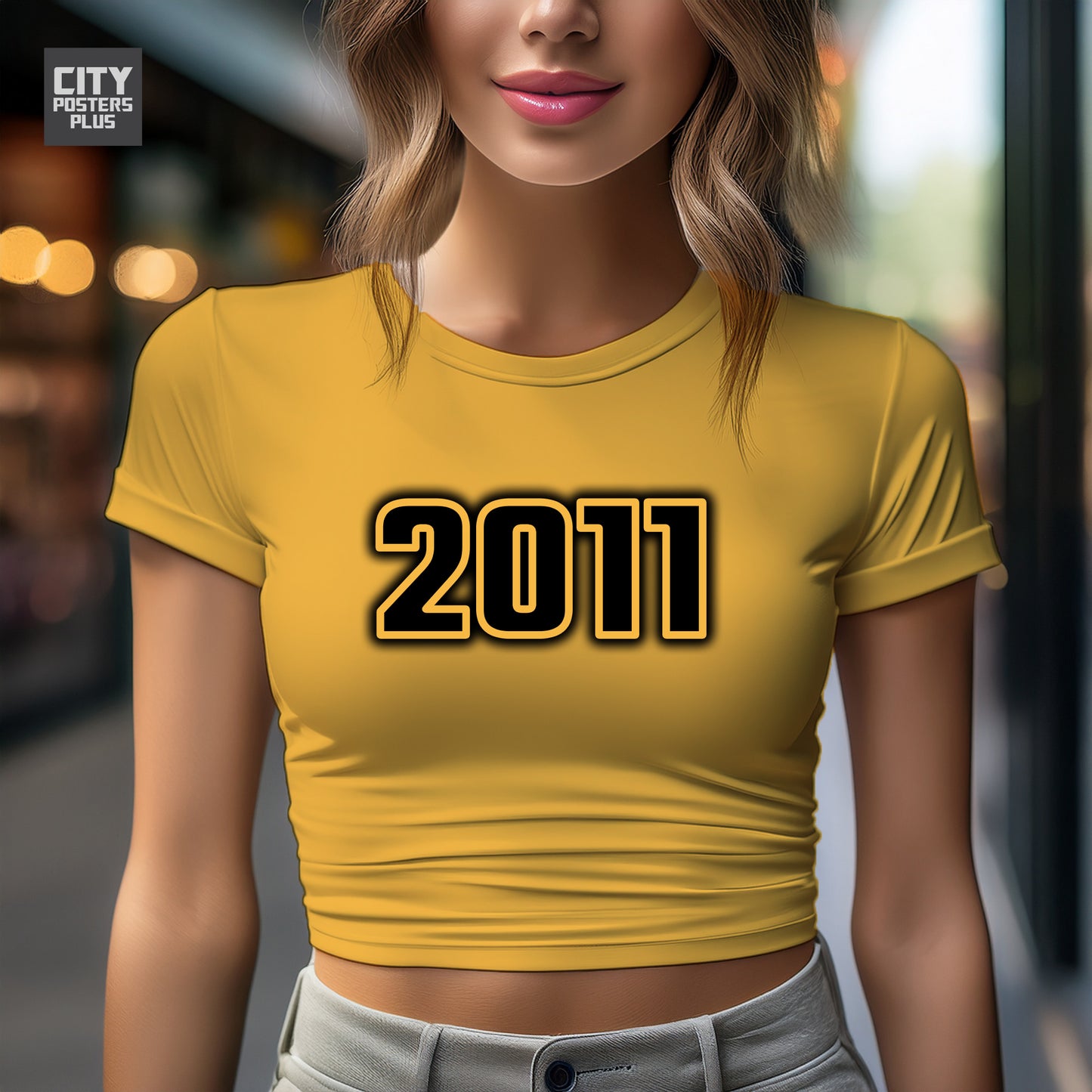 2011 Year Women Crop Top (Golden Yellow)