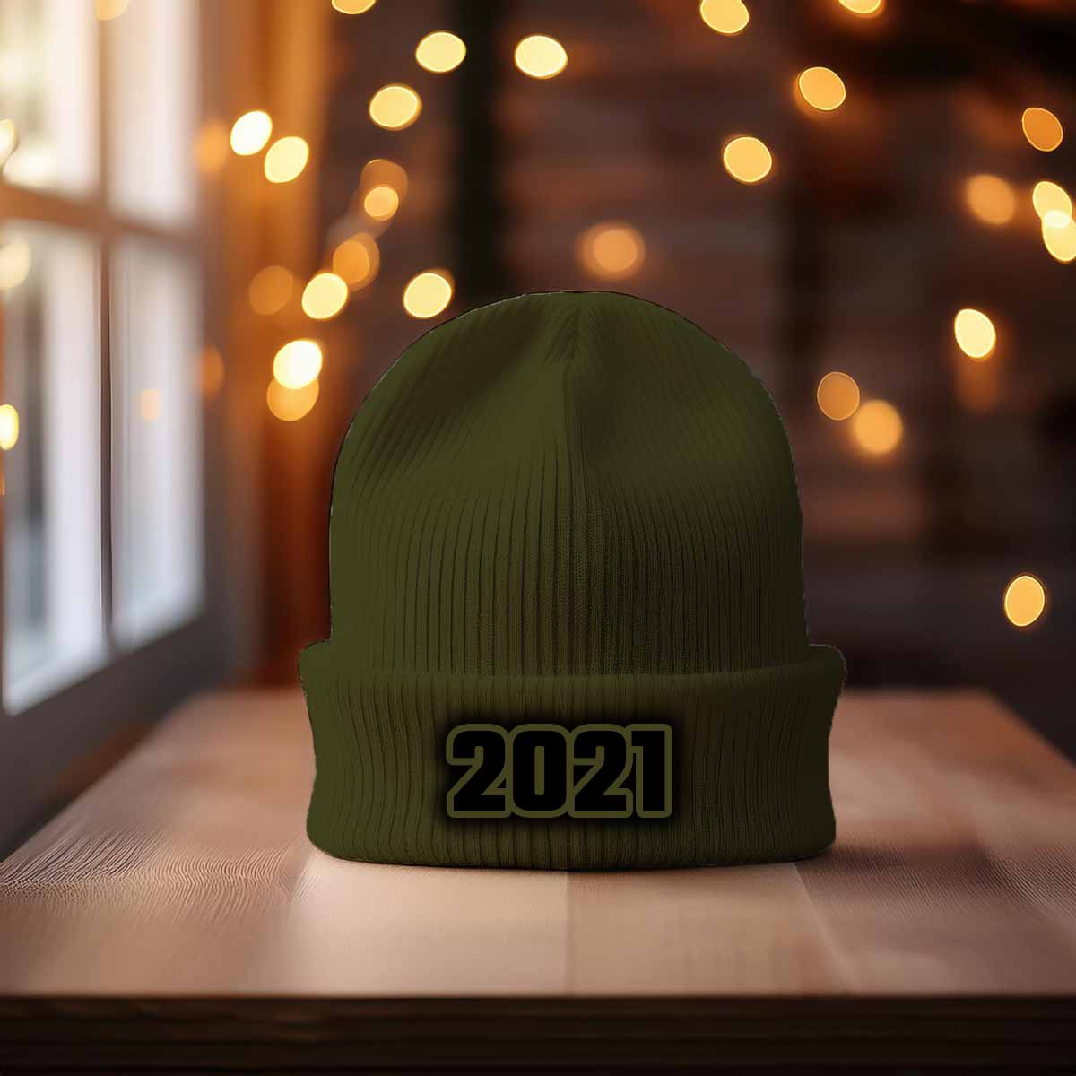2021 Year Cuffed Beanie (Olive)