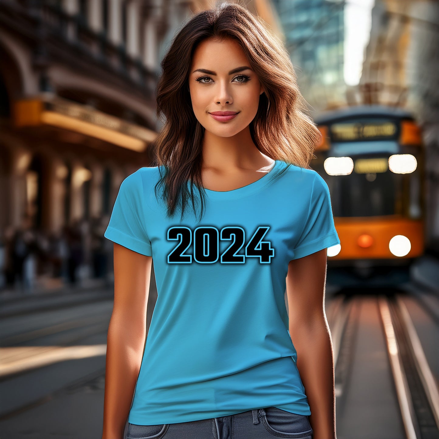 2024 Year Women T-Shirt (Sky Blue)