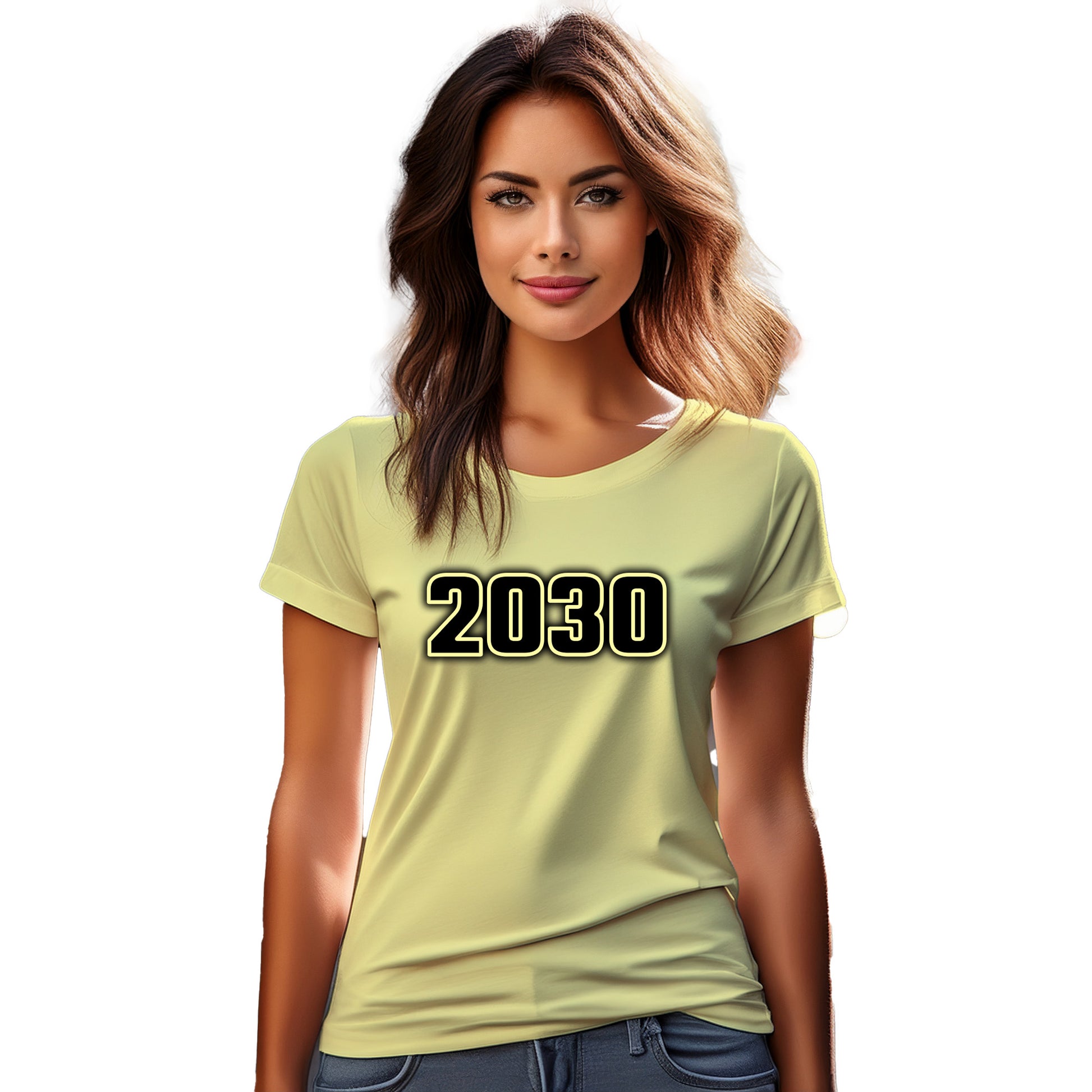 2030 Year Women T-Shirt (Butter Yellow)