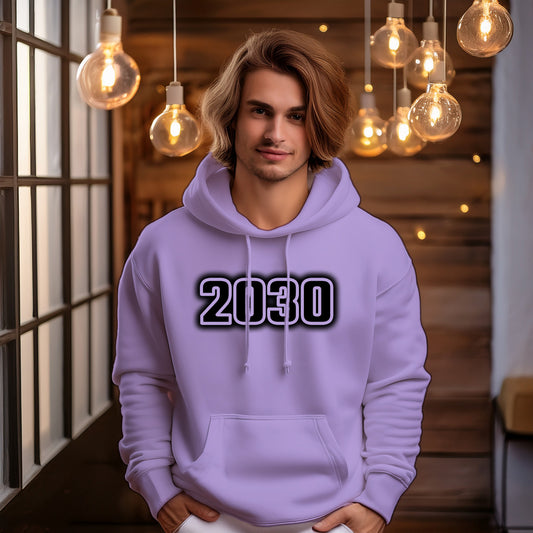 2030 Year Men Unisex Hoodie (Iris Lavender)