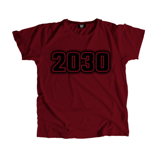 2030 Year Men Unisex T-Shirt (Maroon)