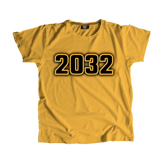 2032 Year Men Unisex T-Shirt (Golden Yellow)