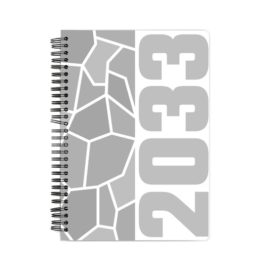 2033 Year Notebook (White, A5 Size, 100 Pages, Ruled)