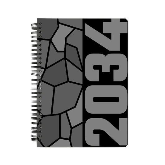 2034 Year Notebook (Black, A5 Size, 100 Pages, Ruled)