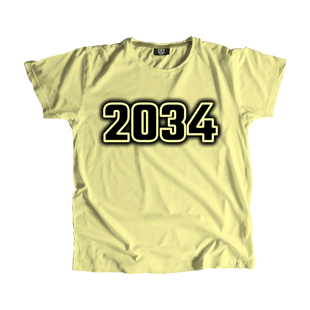 2034 Year Men Unisex T-Shirt (Butter Yellow)