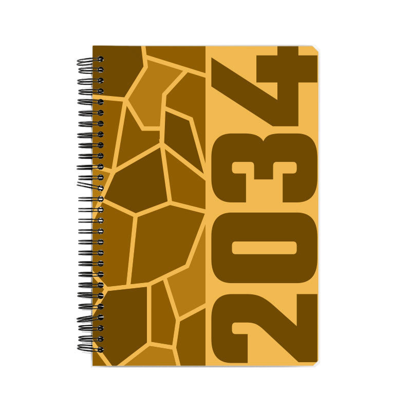 2034 Year Notebook (Golden Yellow, A5 Size, 100 Pages, Ruled)