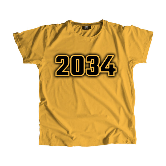 2034 Vintage Heritage Year Men Unisex T-Shirt (Golden Yellow)