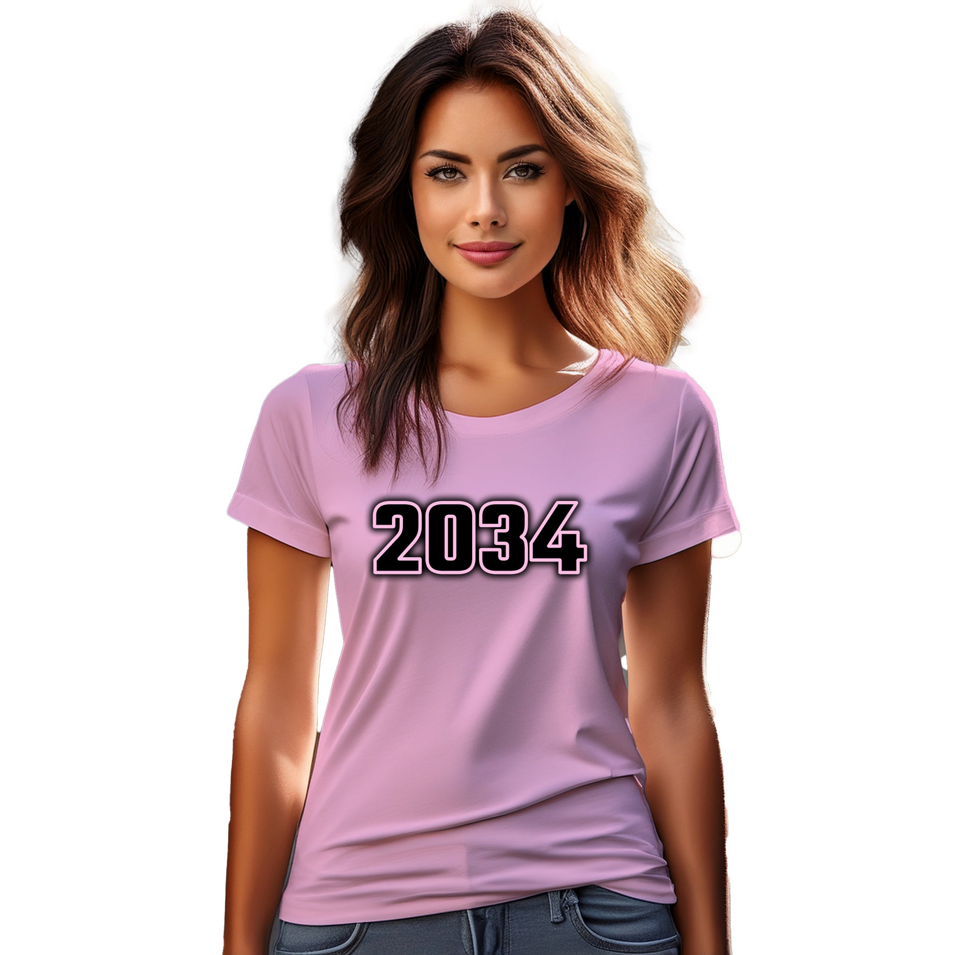 2034 Year Women T-Shirt (Light Pink)