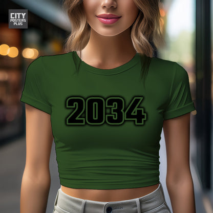 2034 Vintage Birth Year Women Crop Top | City Posters Plus