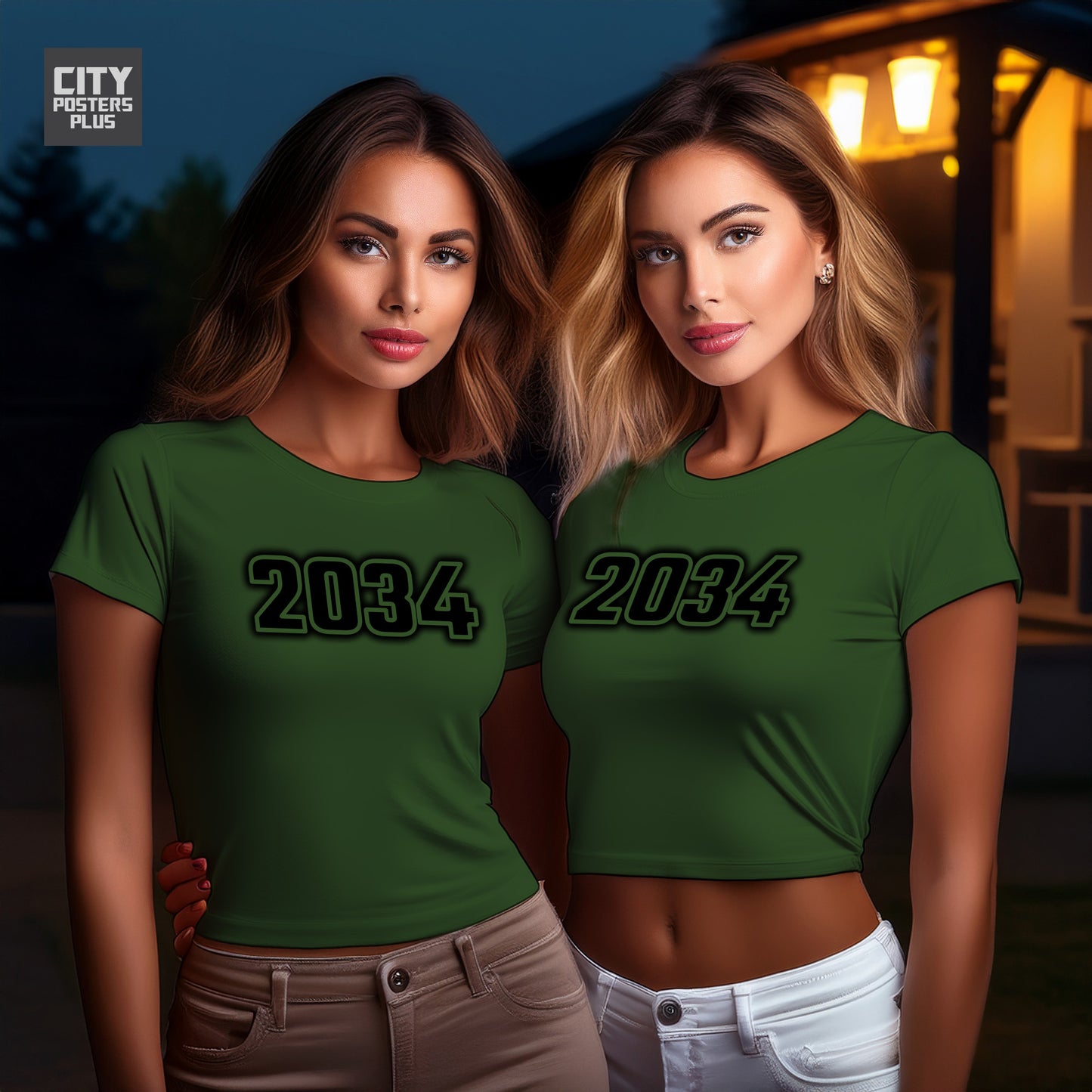 2034 Year Women Crop Top (Olive Green)
