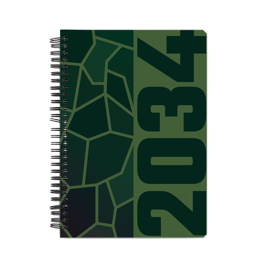 2034 Year Notebook (Olive Green, A5 Size, 100 Pages, Ruled)