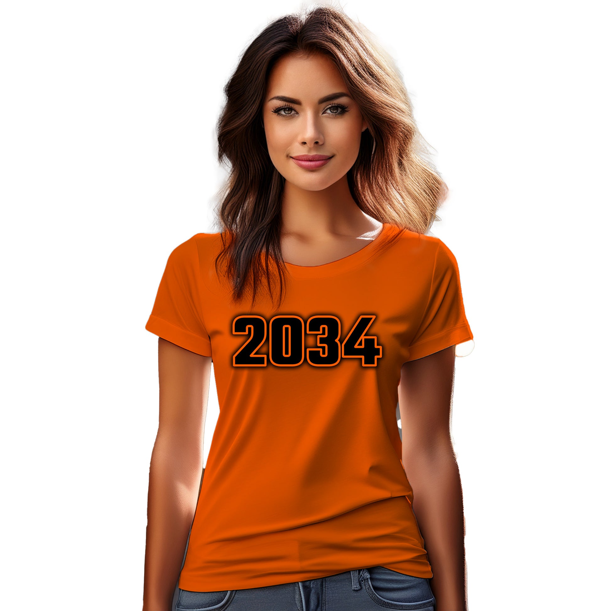 2034 Year Women T-Shirt (Orange)