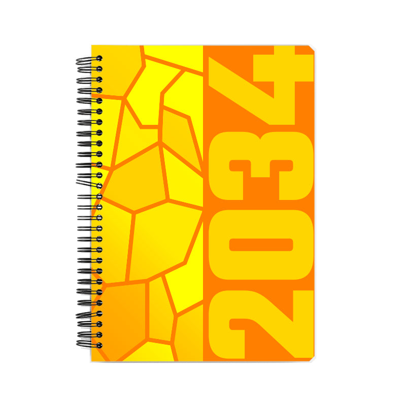 2034 Year Notebook (Orange, A5 Size, 100 Pages, Ruled)