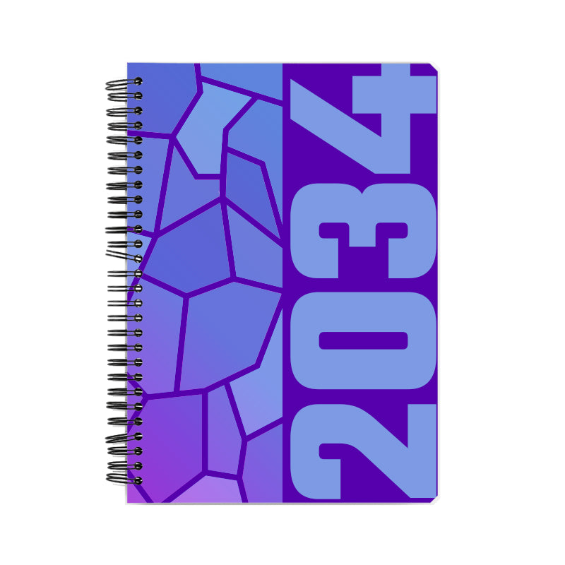 2034 Year Notebook (Purple, A5 Size, 100 Pages, Ruled)