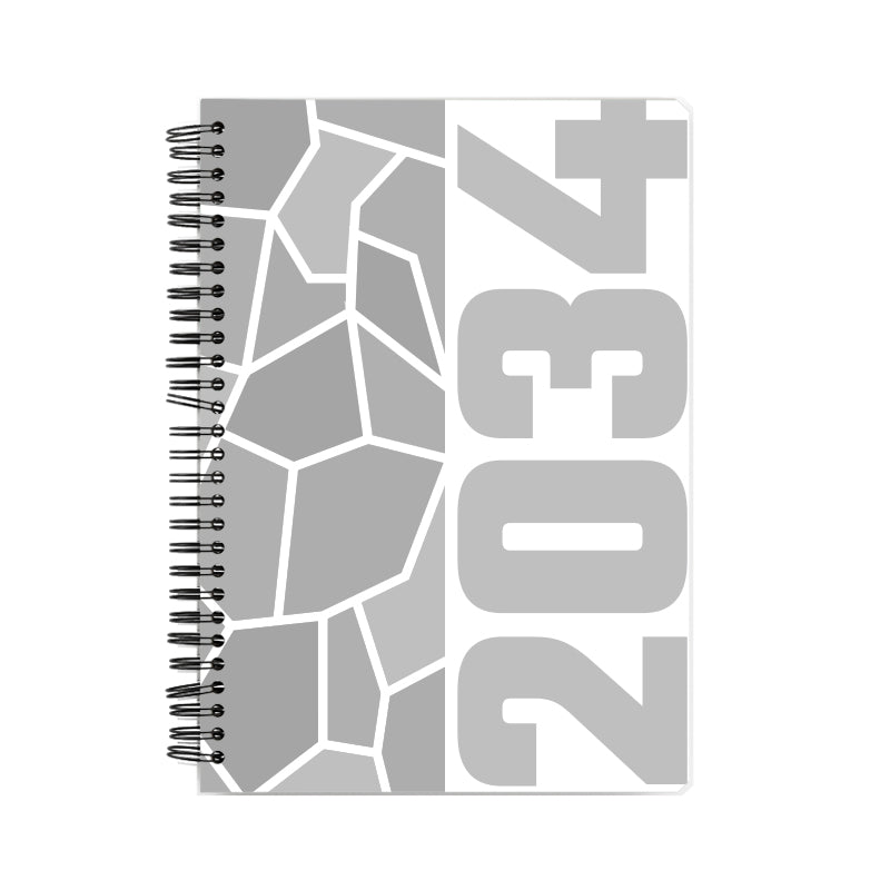 2034 Year Notebook (White, A5 Size, 100 Pages, Ruled)