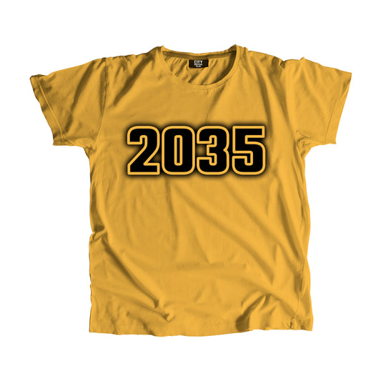 2035 Year Men Unisex T-Shirt (Golden Yellow)
