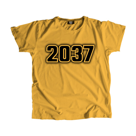 2037 Year Men Unisex T-Shirt (Golden Yellow)