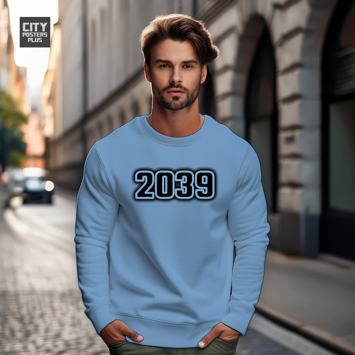 2039 Year Men Unisex Sweatshirt (Baby Blue)