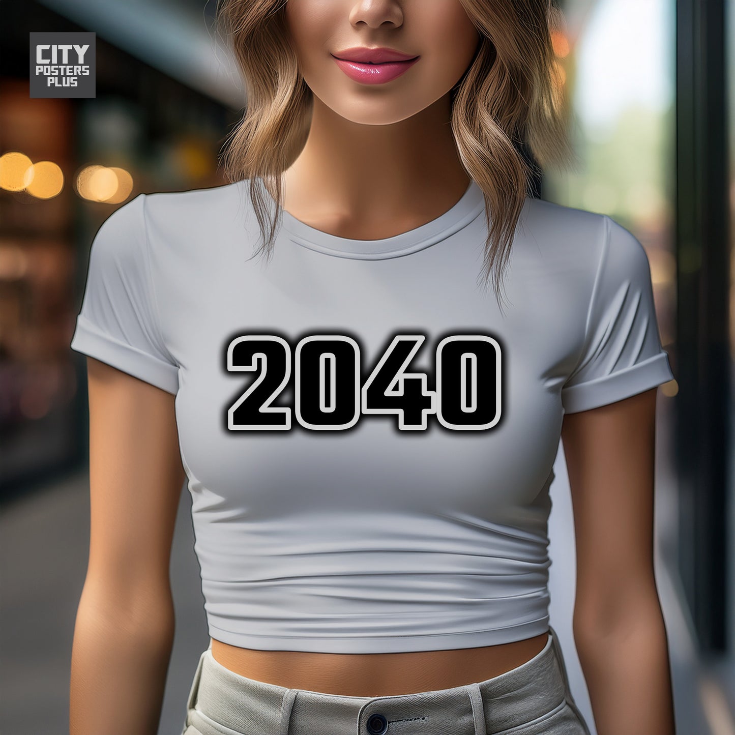 2040 Year Women Crop Top (Melange Grey)