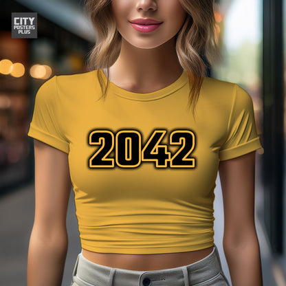 2042 Vintage Birth Year Women Crop Top | City Posters Plus