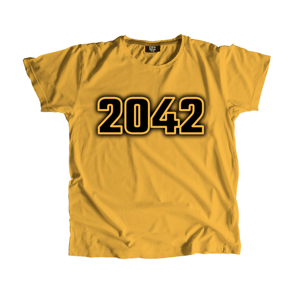 2042 Year Men Unisex T-Shirt (Golden Yellow)