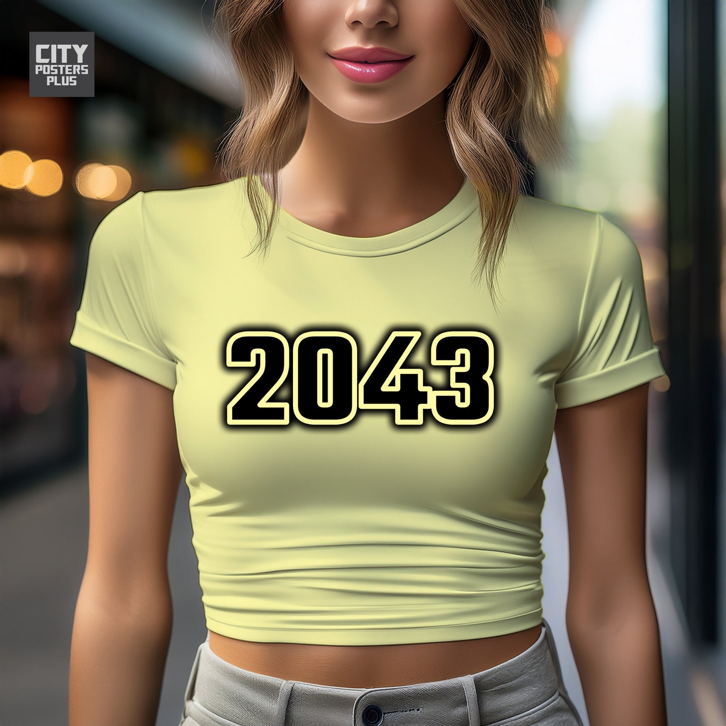 2043 Year Women Crop Top (Butter Yellow)