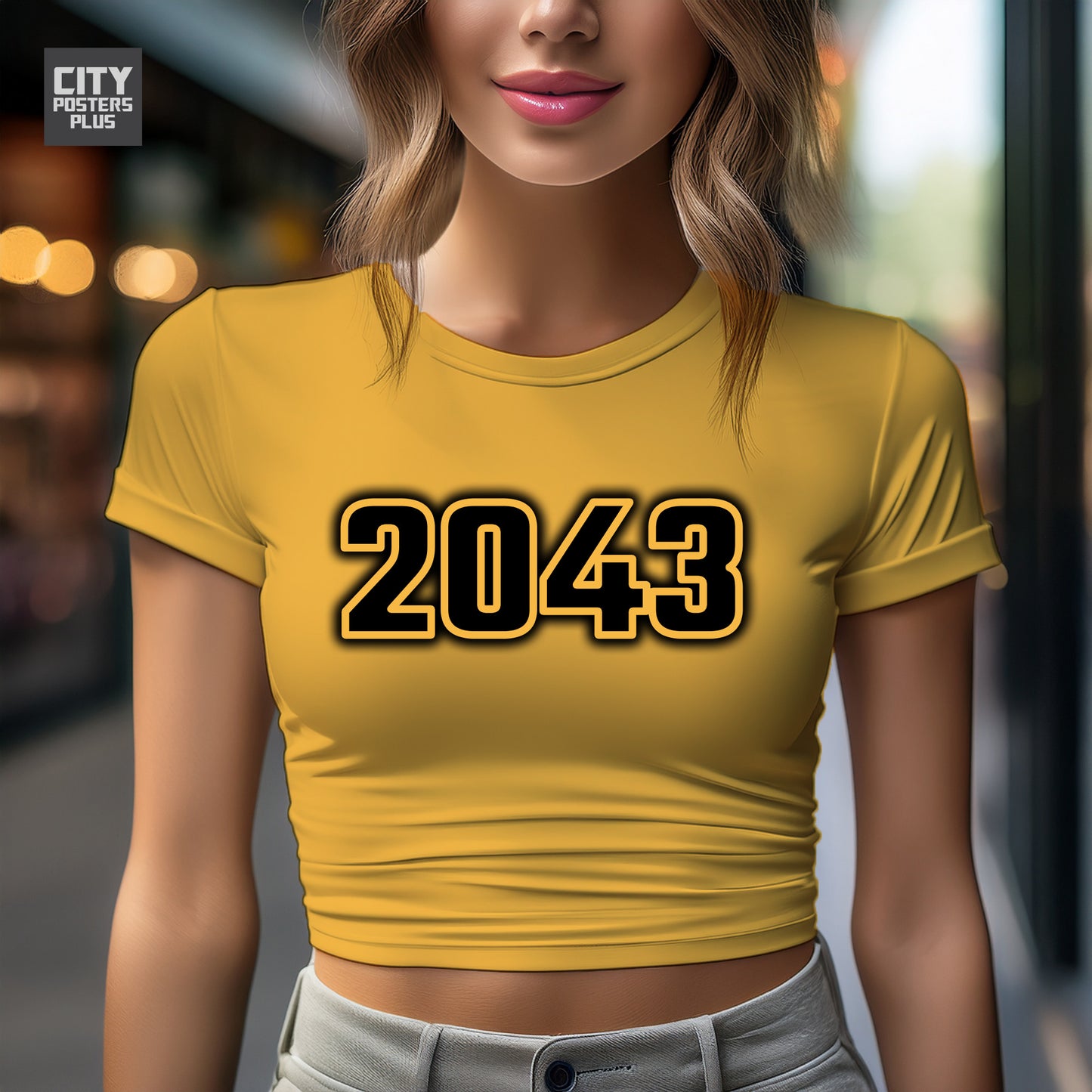 2043 Year Women Crop Top (Golden Yellow)