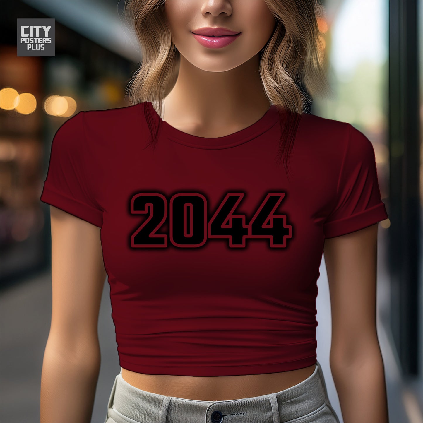 2044 Year Women Crop Top (Maroon)