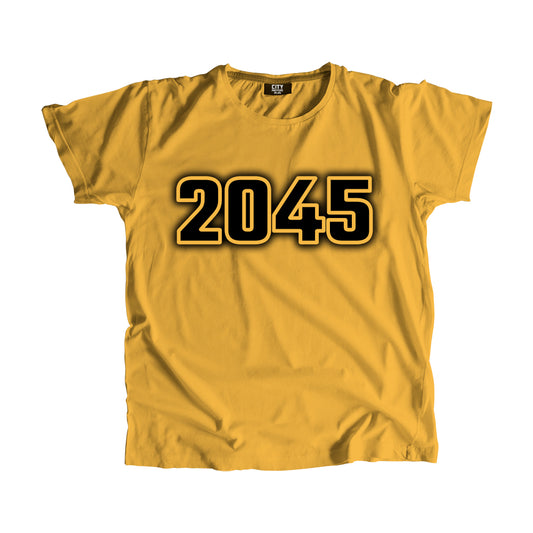 2045 Year Men Unisex T-Shirt (Golden Yellow)