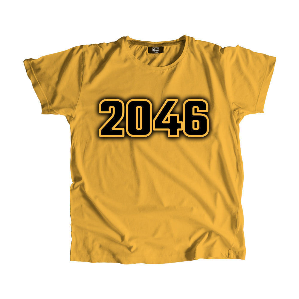 2046 Year Men Unisex T-Shirt (Golden Yellow)