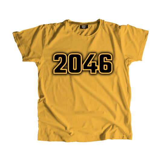 2046 Year Men Unisex T-Shirt (Golden Yellow)