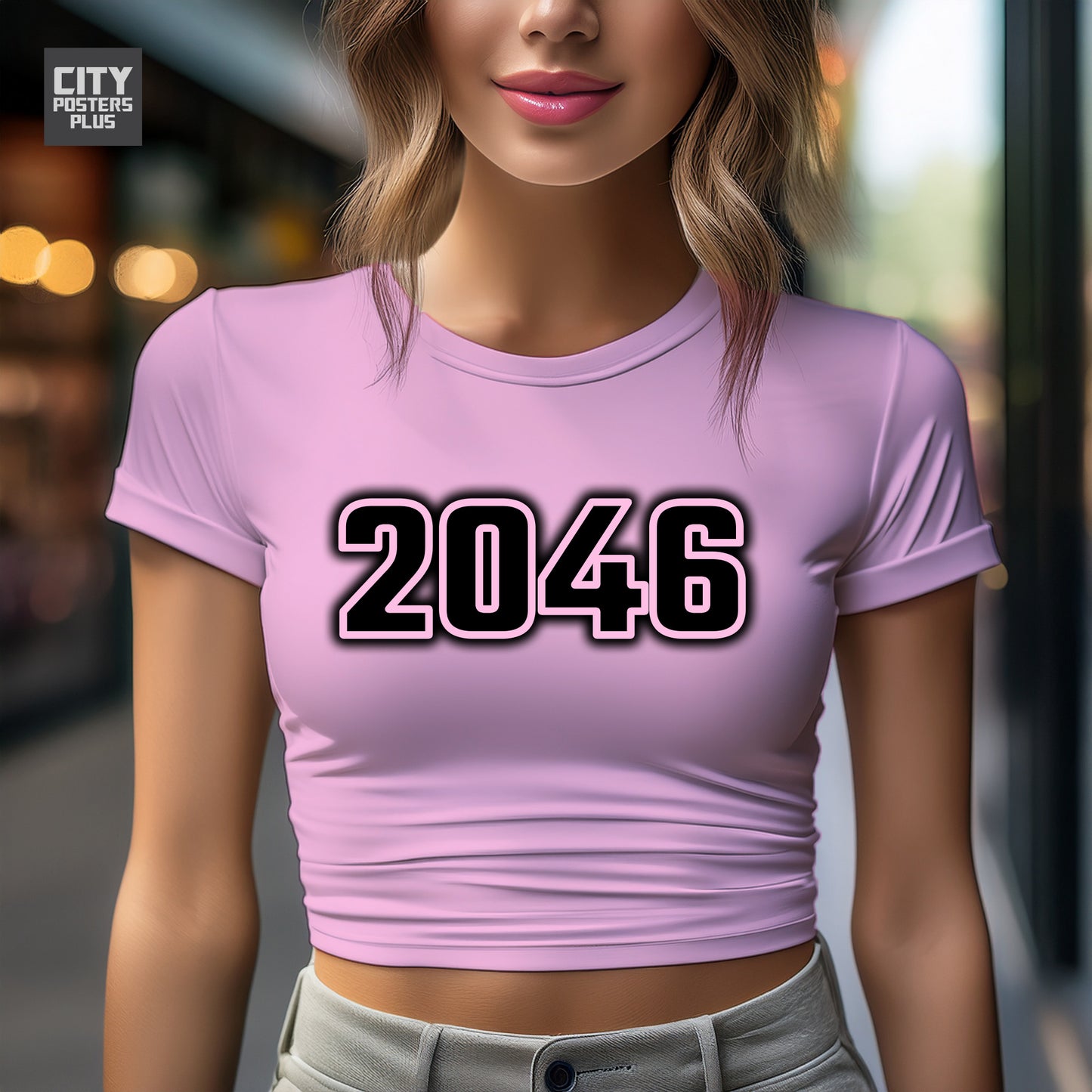 2046 Year Women Crop Top (Light Pink)