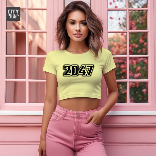 2047 Women Crop Top | Vintage Birth Year Shirt | City Posters Plus