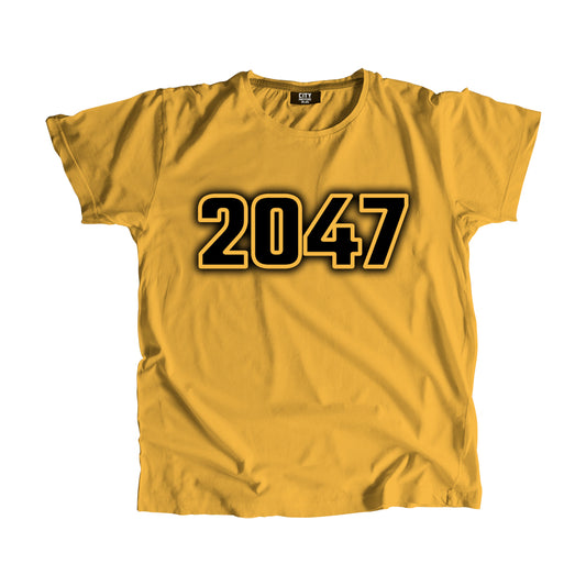 2047 Year Men Unisex T-Shirt (Golden Yellow)