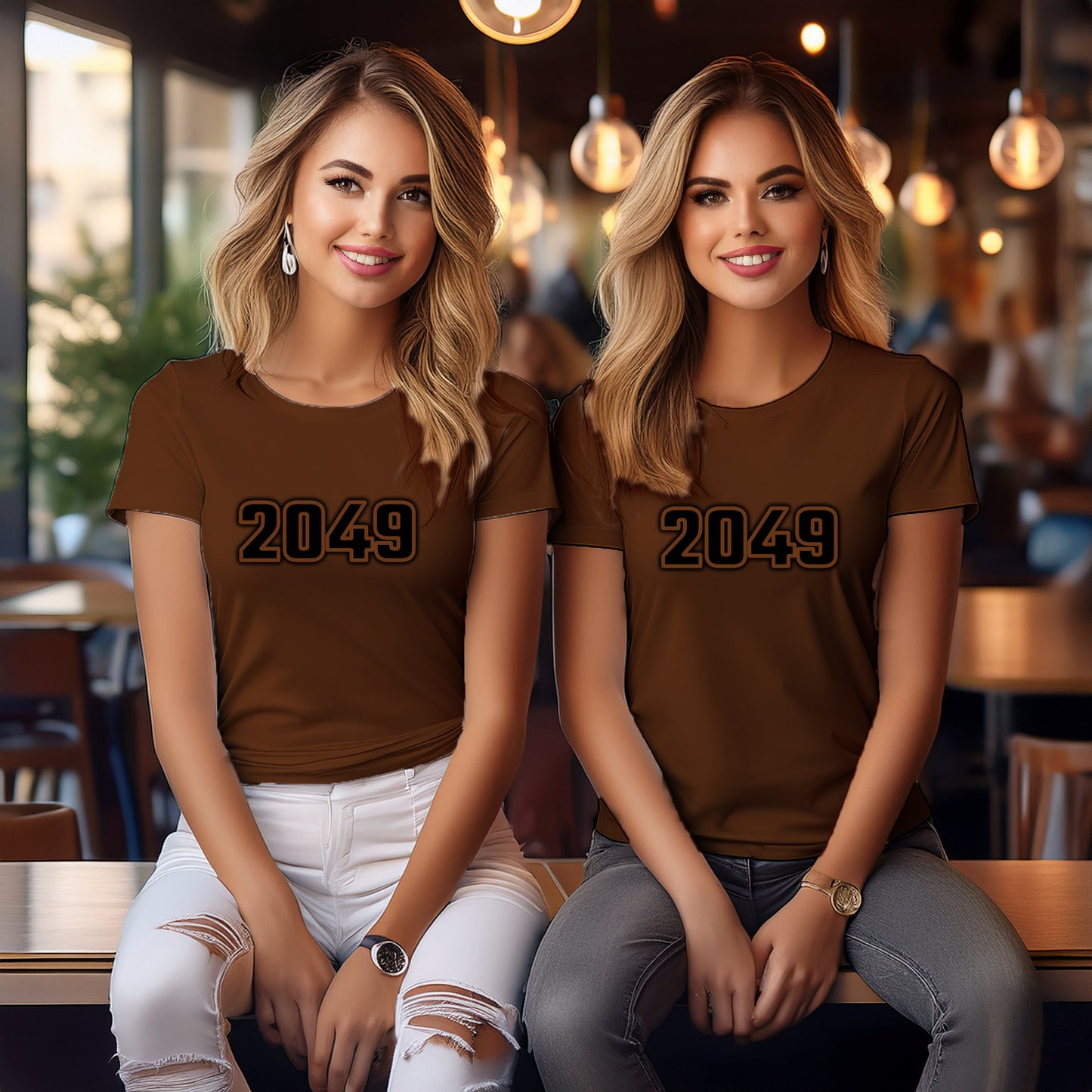 2049 Year Women T-Shirt (Brown)