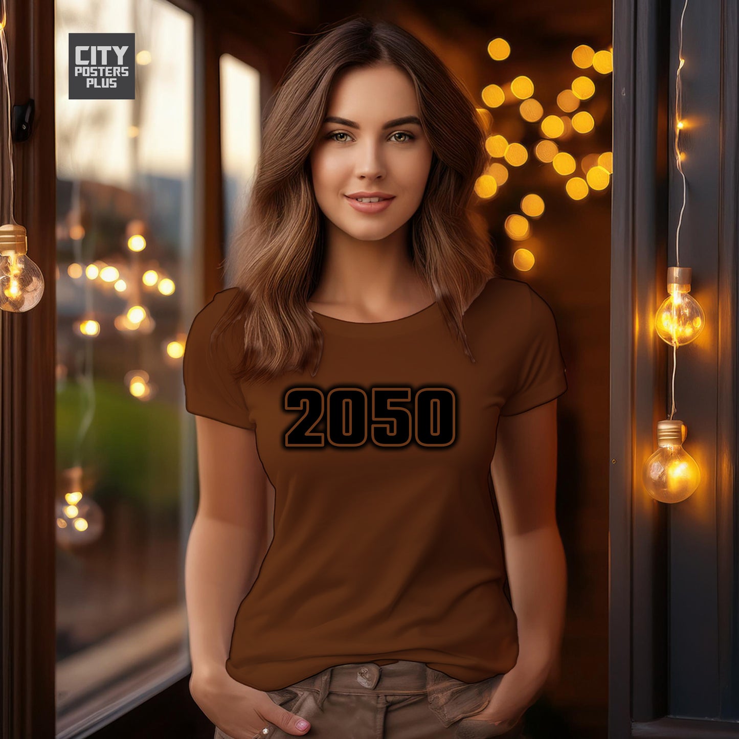 2050 Year Women T-Shirt (Brown)