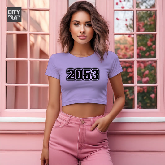2053 Women Crop Top | Vintage Birth Year Shirt | City Posters Plus