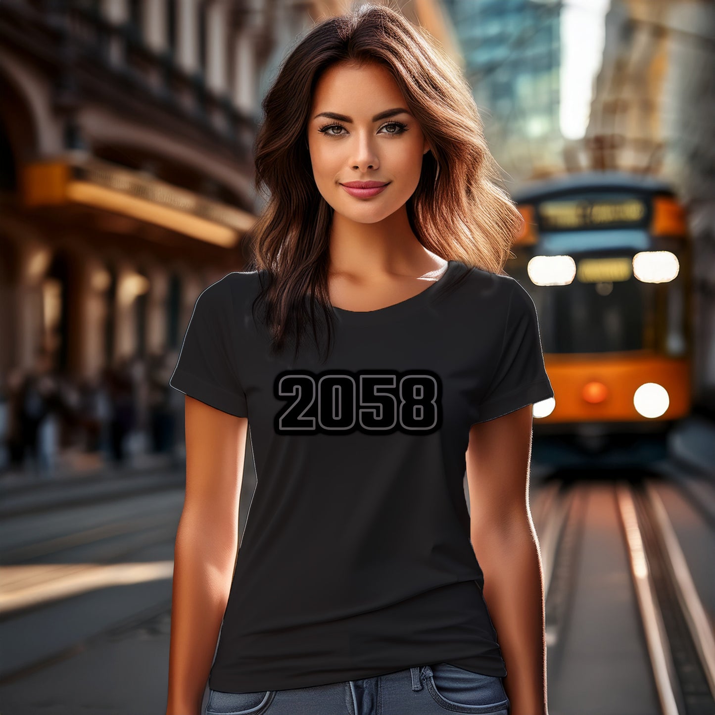 2058 Year Women T-Shirt (Black)