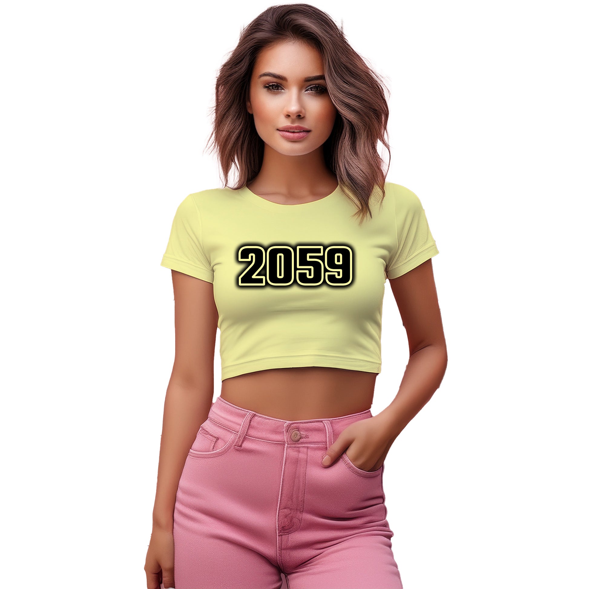 2059 Year Women Crop Top (Butter Yellow)