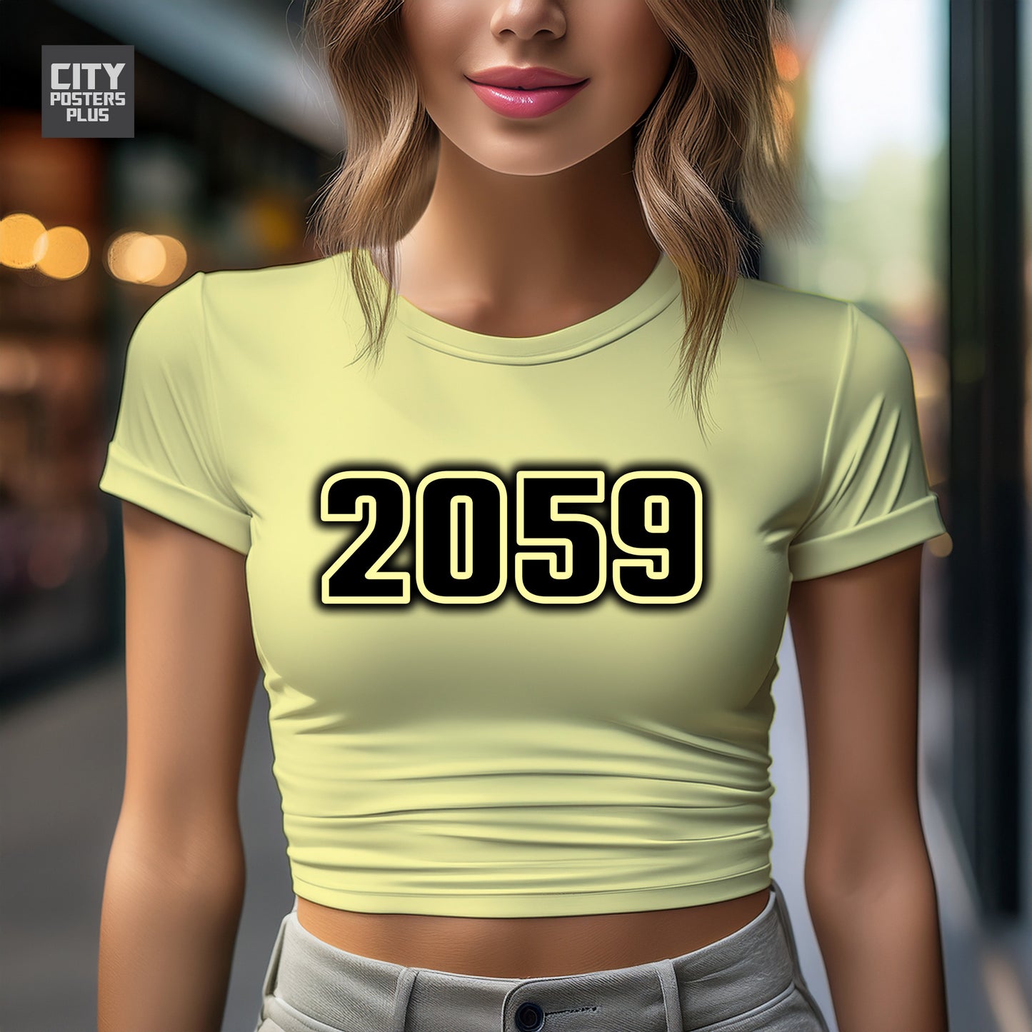 2059 Year Women Crop Top (Butter Yellow)