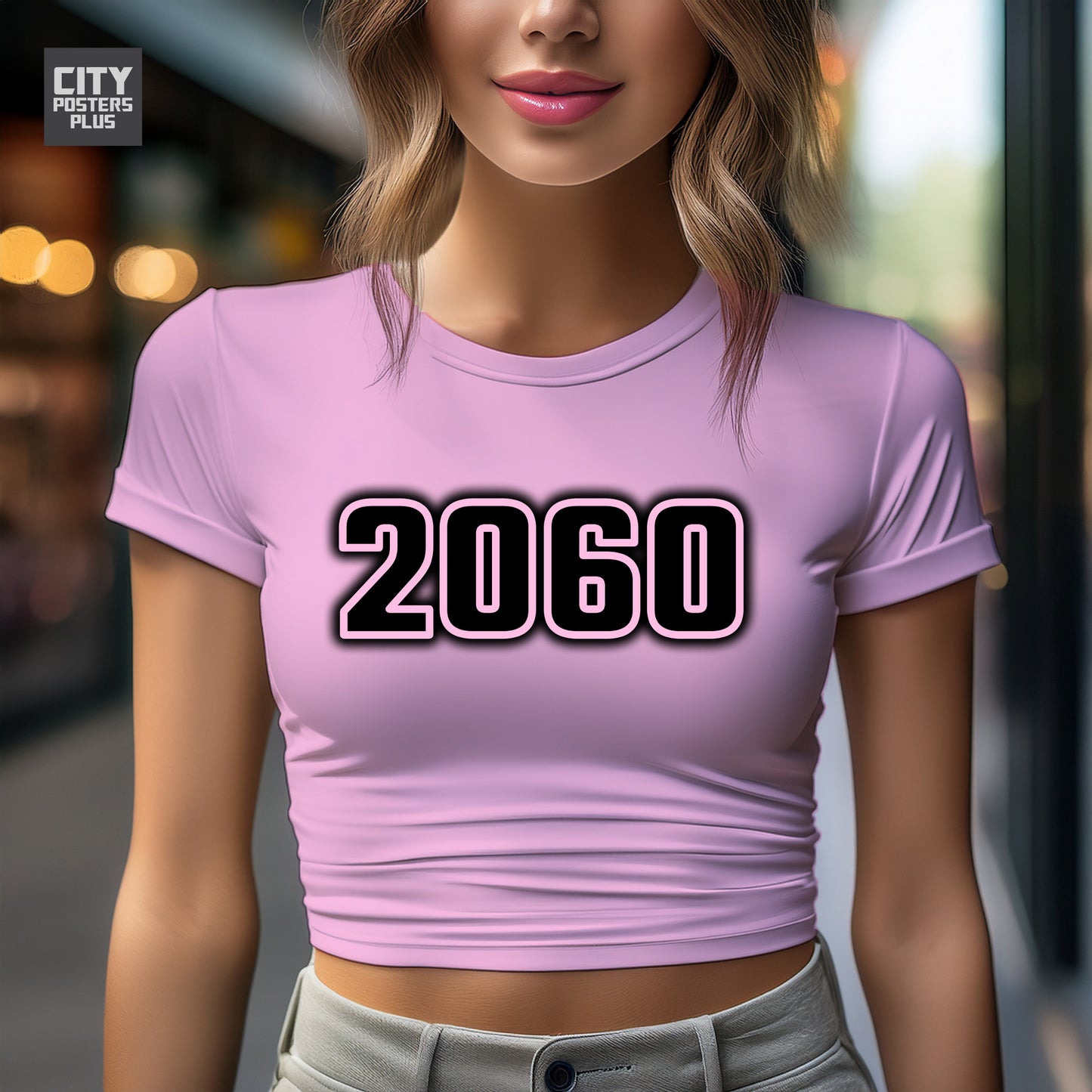 2060 Year Women Crop Top (Light Pink)